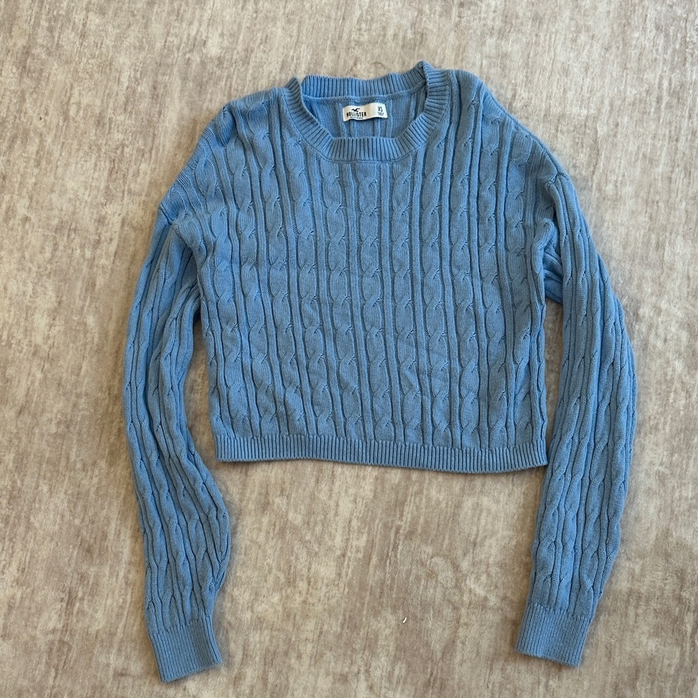 Hollister Light Blue Cable Knit Sweater